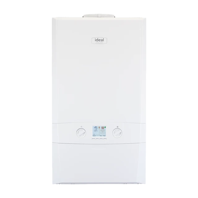 A new white combi boiler with a digital display